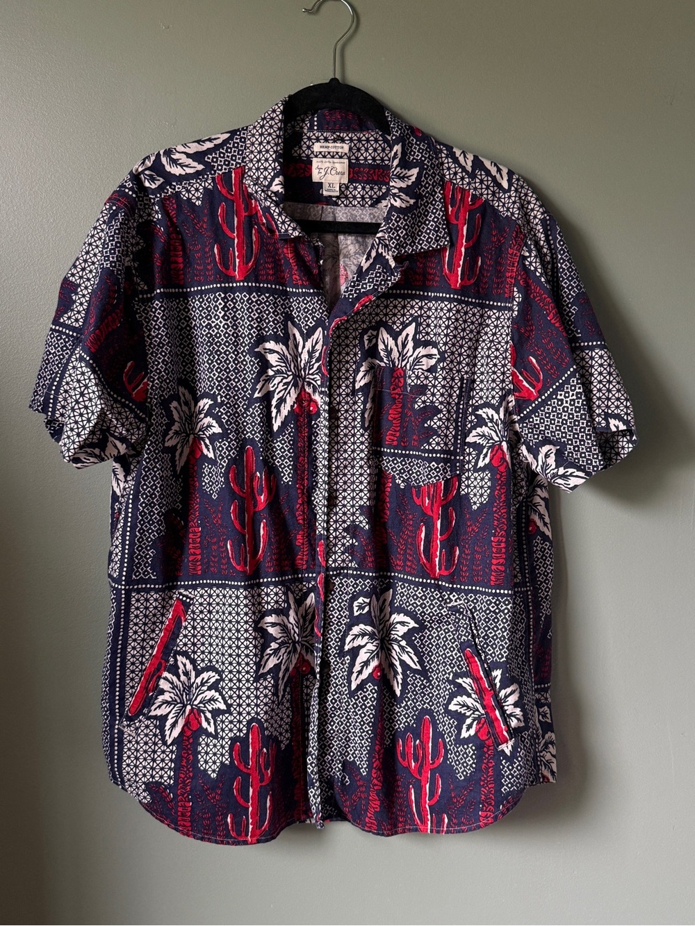 J.Crew Hemp-Cotton Blend Short-Sleeve Hawaiian Shirt - Size XL